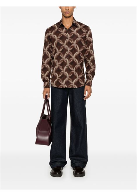Brown Corbino printed cotton-poplin shirt Dries van noten - men DRIES VAN NOTEN | 2420207029000703